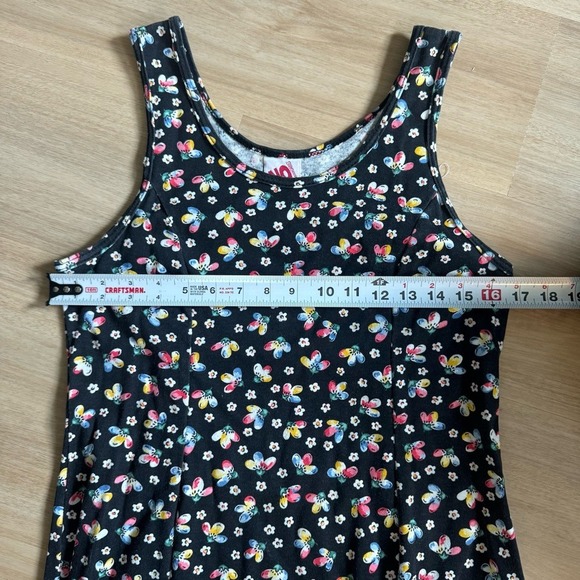 Vintage 80s No Boundaries Black Floral Sleeveless Dress - Picture 7 of 7